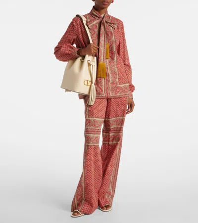 Valentino Patterned Cotton Wide-leg Pants
