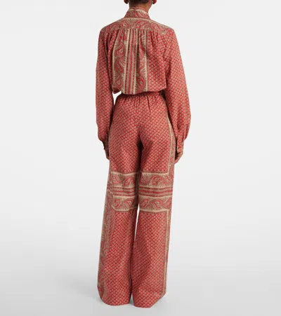 Valentino Patterned Cotton Wide-leg Pants
