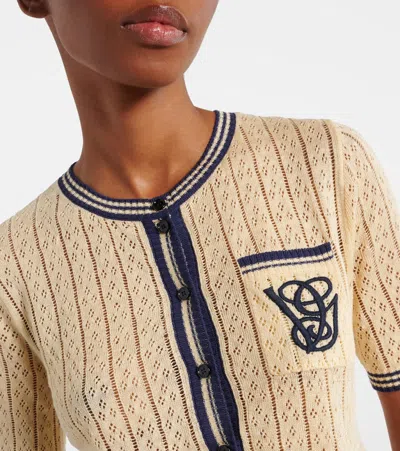 Valentino Cable-knit Linen-blend Cardigan