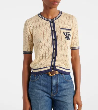 Valentino Cable-knit Linen-blend Cardigan