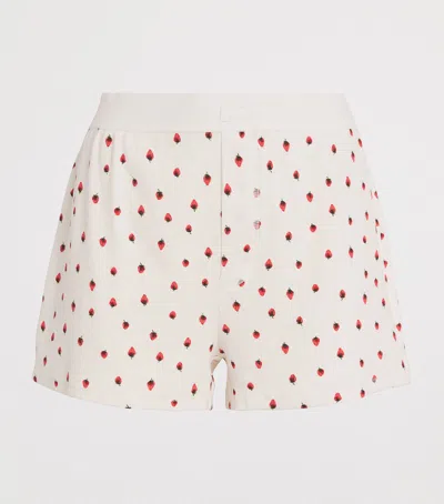 Skims Ribbed Loose Boxer Shorts In White