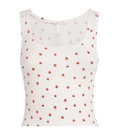 Skims Cotton Ribbed Cropped Tank Top In White