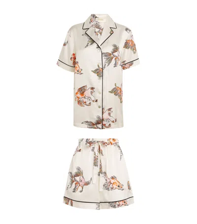 Olivia Von Halle Silk Ingo Cora Pyjama Set In Neutral