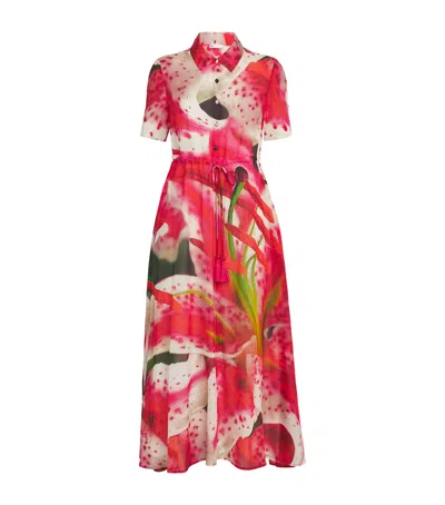 Tory Burch Silk-cotton Lily Print Midi Dress