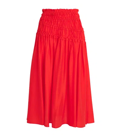 Tory Burch Smocked Midi Skirt