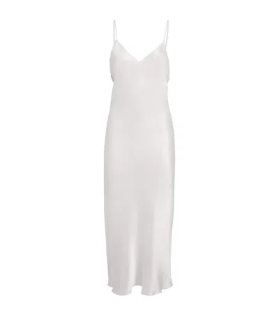 Gilda & Pearl Silk Girl Loves Pearl Long Slip Dress In White