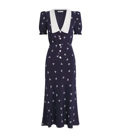 Alessandra Rich Crepe-trimmed Gathered Printed Silk Midi Dress