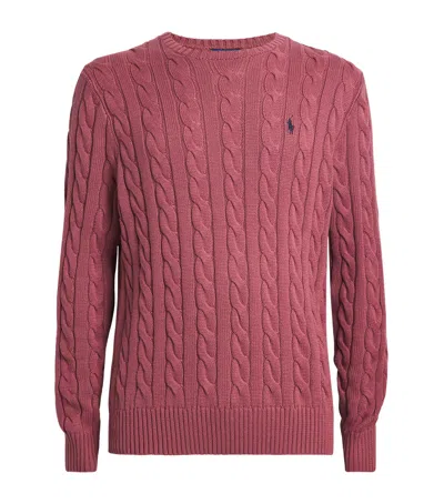 Polo Ralph Lauren Prune Juice Coloured Cotton Cable-knit Jumper In Pink