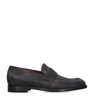 Zegna Suede Classic Loafers In Animal Print