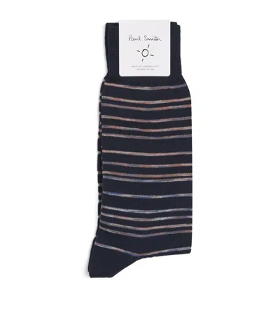 Paul Smith Cotton-blend Kew Stripe Socks In Blue