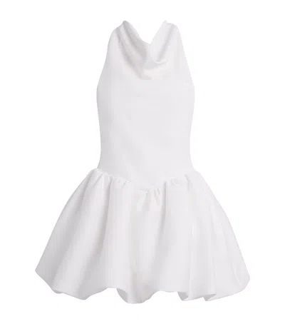 Self-portrait Crepe Bubble-hem Halter Mini Dress In White