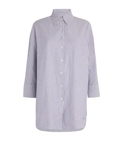 Weekend Max Mara Cotton Stripe Oxford Shirt In Blue