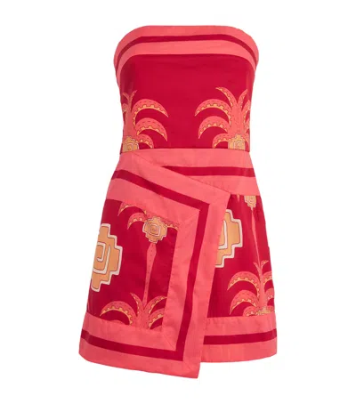 Johanna Ortiz Raiz Ritual Cotton Wrap Mini Dress In Red