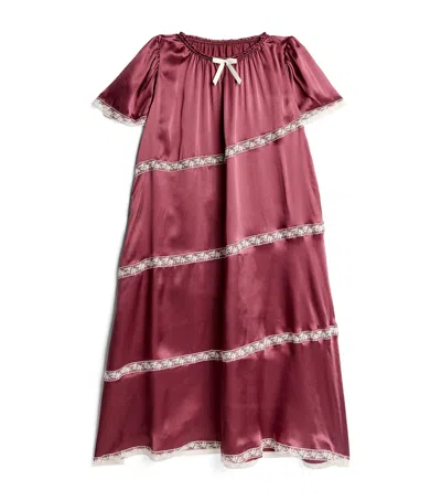 Amiki Silk Lace-trim Catherine Nightdress In Red