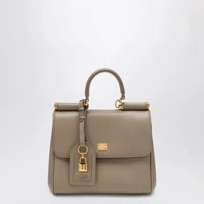 Dolce & Gabbana Medium Sicily Leather Handbag With Padlock Detail In Gray