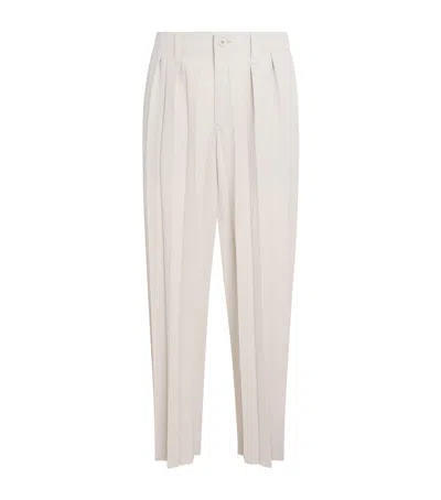 Issey Miyake Pleated Edge Ensemble Trousers In Gray