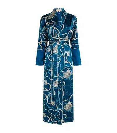 Olivia Von Halle Silk Capability Periwinkle Robe