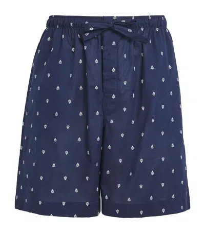 Derek Rose Mens Navy Nelson Graphic-print Straight Leg Relaxed-fit Cotton Pyjama Shorts Xxl