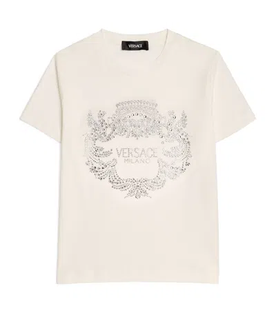 Versace Embellished Crest T-shirt In Neutral