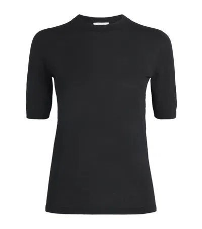 Max Mara Essential Slim Fit Wool Shirt With Puff Sleeves In Black