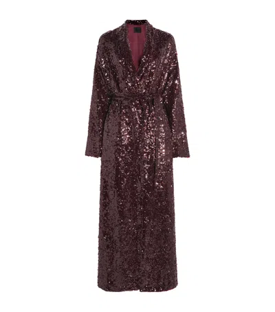 Lapointe Sequin Duster Coat In Red