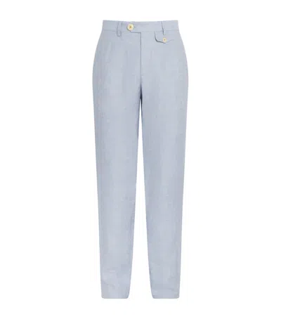 Oliver Spencer Linen Fishtail Trousers In Gray