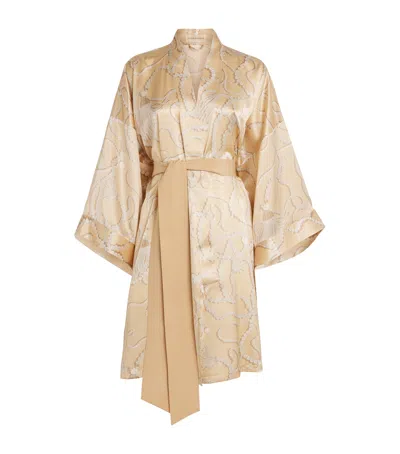 Olivia Von Halle Silk Pearl Print Mimi Robe