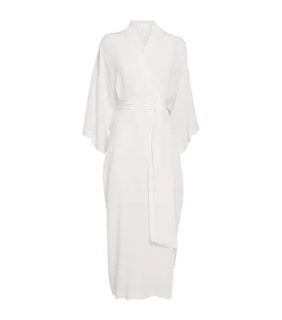 Olivia Von Halle Silk Queenie Long Robe In White