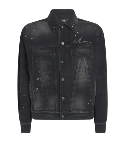 Amiri Bleach Bandana Denim Jacket In Black