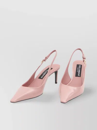 Dolce & Gabbana Mun 90 Polished Leather Slingback Pumps In Pink