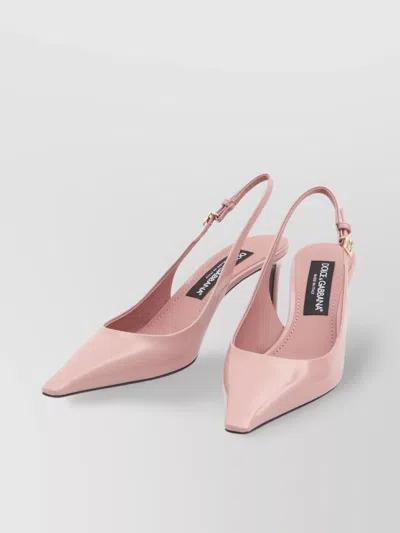 Dolce & Gabbana Mun 90 Polished Leather Slingback Pumps In Pink
