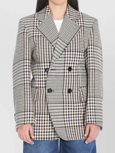 Bottega Veneta Women Double-breasted Checkered Jacket In Structured Cotton In Black