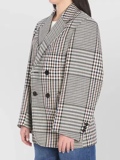 Bottega Veneta Women Double-breasted Checkered Jacket In Structured Cotton In Black