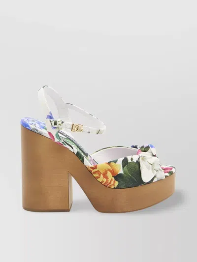 Dolce & Gabbana Heel Sandals With Floral Print And Platform