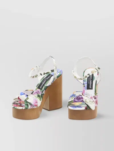 Dolce & Gabbana Heel Sandals With Floral Print And Platform