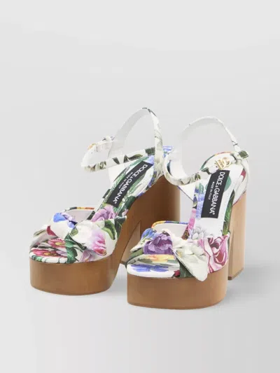 Dolce & Gabbana Heel Sandals With Floral Print And Platform