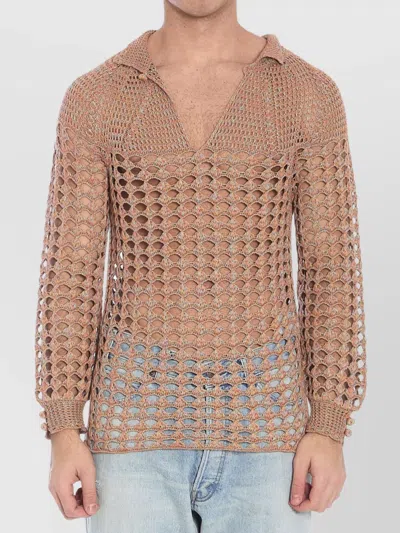 Valentino Garavani Multicolor Crochet Sweater In Nude