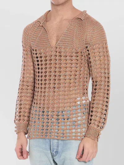 Valentino Garavani Multicolor Crochet Sweater In Nude