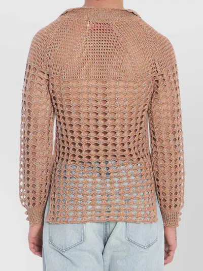 Valentino Garavani Multicolor Crochet Sweater In Nude