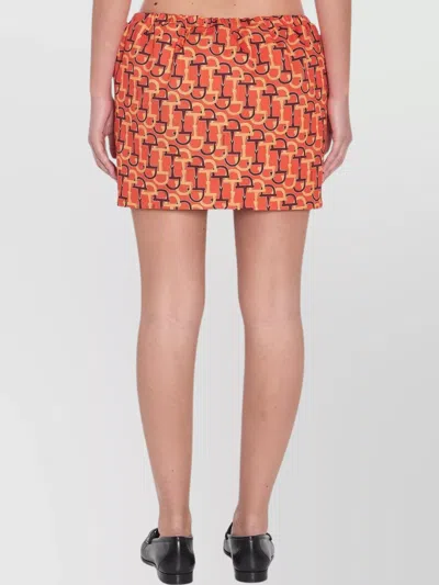 Gucci Orange Top With Spaghetti Straps And All-over Horsebit Print In Cotton Woman In Animal Print
