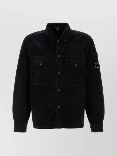 C.p. Company C.p.company Corduroy Buttoned Utility Overshirt In Black