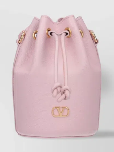 Valentino Garavani Bucket Bag With Gold-tone Hardware And Textured Finish In Nude
