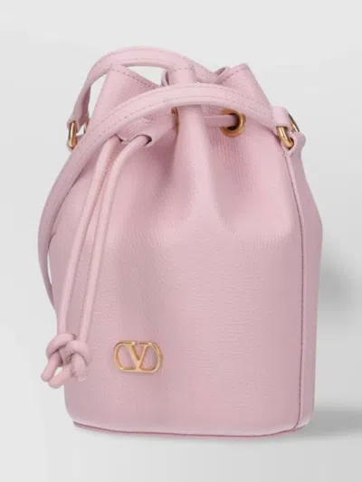 Valentino Garavani Bucket Bag With Gold-tone Hardware And Textured Finish In Nude