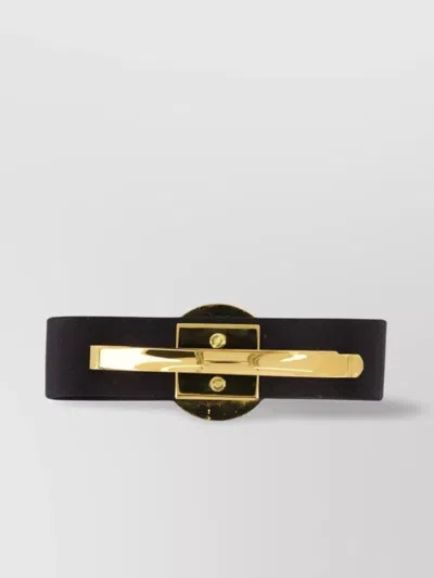 Versace Medusa-plaque Decorative-stitch Hairpin In Black