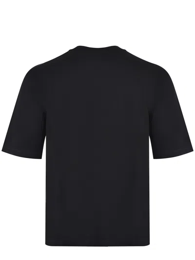Dsquared2 Men Black Crewneck T-shirt With Print On The Front In Cotton Man In Black