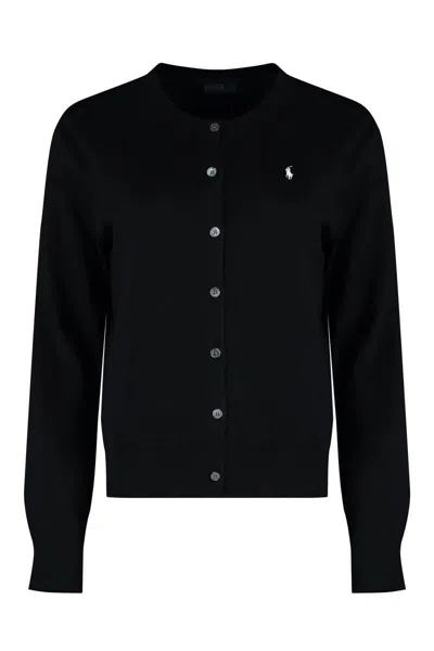 Polo Ralph Lauren Logo Detail Cotton Cardigan In Black