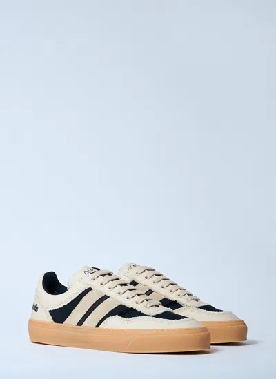 Moncler Sneakers Monaco2 En Toile Et Daim X Palm Angels In White