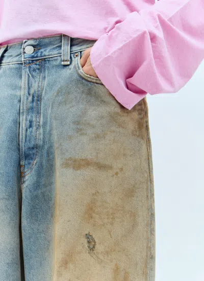 Acne Studios Women Distressed Super Baggy Jeans In Blue