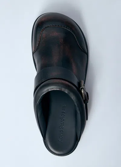 Acne Studios Women Leather Buckle Mules In Black