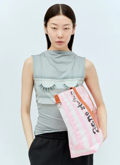 Acne Studios Women Logo Print Striped Tote Bag